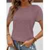 imageSHEWIN Womens Frenchy Summer Tops Crewneck Short Sleeve T Shirts Casual Waffle Knit Jacquard Blouses Top ShirtsPurple