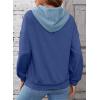 imageSHEWIN Womens Hoodies Casual Long Sleeve Textured Pullover Tops Loose Fit Drawstring Sweatshirt with PocketBlue