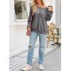 imageSHEWIN Womens Oversized Off The Shoulder Sweatshirt Casual Crewneck Long Sleeve Reverse Seam Waffle Knit TopsDark Grey