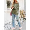 imageSHEWIN Womens Oversized Off The Shoulder Sweatshirt Casual Crewneck Long Sleeve Reverse Seam Waffle Knit TopsGreen