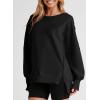 imageSHEWIN Womens Oversized Reverse Seam Sweatshirt Casual Long Sleeve Pullover Tops Lightweight Loose Crewneck SweatshirtsA Black