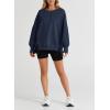 imageSHEWIN Womens Oversized Reverse Seam Sweatshirt Casual Long Sleeve Pullover Tops Lightweight Loose Crewneck SweatshirtsA Black
