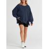 imageSHEWIN Womens Oversized Reverse Seam Sweatshirt Casual Long Sleeve Pullover Tops Lightweight Loose Crewneck SweatshirtsA Blue