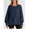 imageSHEWIN Womens Oversized Reverse Seam Sweatshirt Casual Long Sleeve Pullover Tops Lightweight Loose Crewneck SweatshirtsA Blue