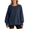 imageSHEWIN Womens Oversized Reverse Seam Sweatshirt Casual Long Sleeve Pullover Tops Lightweight Loose Crewneck SweatshirtsA Blue