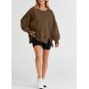 imageSHEWIN Womens Oversized Reverse Seam Sweatshirt Casual Long Sleeve Pullover Tops Lightweight Loose Crewneck SweatshirtsA Brown