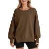 imageSHEWIN Womens Oversized Reverse Seam Sweatshirt Casual Long Sleeve Pullover Tops Lightweight Loose Crewneck SweatshirtsA Brown