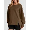 imageSHEWIN Womens Oversized Reverse Seam Sweatshirt Casual Long Sleeve Pullover Tops Lightweight Loose Crewneck SweatshirtsA Brown