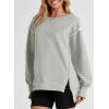 imageSHEWIN Womens Oversized Reverse Seam Sweatshirt Casual Long Sleeve Pullover Tops Lightweight Loose Crewneck SweatshirtsA Gray