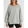 imageSHEWIN Womens Oversized Reverse Seam Sweatshirt Casual Long Sleeve Pullover Tops Lightweight Loose Crewneck SweatshirtsA Gray