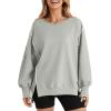 imageSHEWIN Womens Oversized Reverse Seam Sweatshirt Casual Long Sleeve Pullover Tops Lightweight Loose Crewneck SweatshirtsA Gray