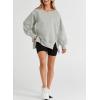 imageSHEWIN Womens Oversized Reverse Seam Sweatshirt Casual Long Sleeve Pullover Tops Lightweight Loose Crewneck SweatshirtsA Gray