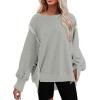 imageSHEWIN Womens Oversized Reverse Seam Sweatshirt Casual Long Sleeve Pullover Tops Lightweight Loose Crewneck SweatshirtsA Gray