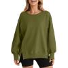 imageSHEWIN Womens Oversized Reverse Seam Sweatshirt Casual Long Sleeve Pullover Tops Lightweight Loose Crewneck SweatshirtsA Green
