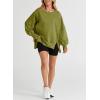 imageSHEWIN Womens Oversized Reverse Seam Sweatshirt Casual Long Sleeve Pullover Tops Lightweight Loose Crewneck SweatshirtsA Green