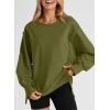 imageSHEWIN Womens Oversized Reverse Seam Sweatshirt Casual Long Sleeve Pullover Tops Lightweight Loose Crewneck SweatshirtsA Green