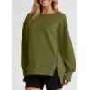 imageSHEWIN Womens Oversized Reverse Seam Sweatshirt Casual Long Sleeve Pullover Tops Lightweight Loose Crewneck SweatshirtsA Green