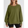 imageSHEWIN Womens Oversized Reverse Seam Sweatshirt Casual Long Sleeve Pullover Tops Lightweight Loose Crewneck SweatshirtsA Green
