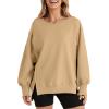 imageSHEWIN Womens Oversized Reverse Seam Sweatshirt Casual Long Sleeve Pullover Tops Lightweight Loose Crewneck SweatshirtsA Khaki