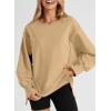 imageSHEWIN Womens Oversized Reverse Seam Sweatshirt Casual Long Sleeve Pullover Tops Lightweight Loose Crewneck SweatshirtsA Khaki