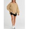 imageSHEWIN Womens Oversized Reverse Seam Sweatshirt Casual Long Sleeve Pullover Tops Lightweight Loose Crewneck SweatshirtsA Khaki