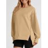 imageSHEWIN Womens Oversized Reverse Seam Sweatshirt Casual Long Sleeve Pullover Tops Lightweight Loose Crewneck SweatshirtsA Khaki