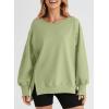 imageSHEWIN Womens Oversized Reverse Seam Sweatshirt Casual Long Sleeve Pullover Tops Lightweight Loose Crewneck SweatshirtsA Light Green