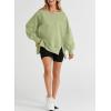 imageSHEWIN Womens Oversized Reverse Seam Sweatshirt Casual Long Sleeve Pullover Tops Lightweight Loose Crewneck SweatshirtsA Light Green
