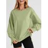 imageSHEWIN Womens Oversized Reverse Seam Sweatshirt Casual Long Sleeve Pullover Tops Lightweight Loose Crewneck SweatshirtsA Light Green