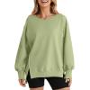 imageSHEWIN Womens Oversized Reverse Seam Sweatshirt Casual Long Sleeve Pullover Tops Lightweight Loose Crewneck SweatshirtsA Light Green