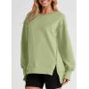 imageSHEWIN Womens Oversized Reverse Seam Sweatshirt Casual Long Sleeve Pullover Tops Lightweight Loose Crewneck SweatshirtsA Light Green