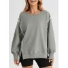 imageSHEWIN Womens Oversized Reverse Seam Sweatshirt Casual Long Sleeve Pullover Tops Lightweight Loose Crewneck SweatshirtsA Medium Grey