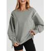 imageSHEWIN Womens Oversized Reverse Seam Sweatshirt Casual Long Sleeve Pullover Tops Lightweight Loose Crewneck SweatshirtsA Medium Grey
