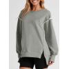imageSHEWIN Womens Oversized Reverse Seam Sweatshirt Casual Long Sleeve Pullover Tops Lightweight Loose Crewneck SweatshirtsA Medium Grey