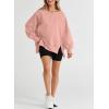 imageSHEWIN Womens Oversized Reverse Seam Sweatshirt Casual Long Sleeve Pullover Tops Lightweight Loose Crewneck SweatshirtsA Peach Blossom