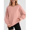 imageSHEWIN Womens Oversized Reverse Seam Sweatshirt Casual Long Sleeve Pullover Tops Lightweight Loose Crewneck SweatshirtsA Peach Blossom