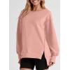 imageSHEWIN Womens Oversized Reverse Seam Sweatshirt Casual Long Sleeve Pullover Tops Lightweight Loose Crewneck SweatshirtsA Peach Blossom