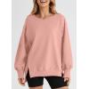 imageSHEWIN Womens Oversized Reverse Seam Sweatshirt Casual Long Sleeve Pullover Tops Lightweight Loose Crewneck SweatshirtsA Peach Blossom