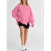 imageSHEWIN Womens Oversized Reverse Seam Sweatshirt Casual Long Sleeve Pullover Tops Lightweight Loose Crewneck SweatshirtsA Pirouette Pink