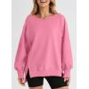 imageSHEWIN Womens Oversized Reverse Seam Sweatshirt Casual Long Sleeve Pullover Tops Lightweight Loose Crewneck SweatshirtsA Pirouette Pink