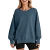 imageSHEWIN Womens Oversized Reverse Seam Sweatshirt Casual Long Sleeve Pullover Tops Lightweight Loose Crewneck SweatshirtsA Prussian Blue