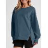 imageSHEWIN Womens Oversized Reverse Seam Sweatshirt Casual Long Sleeve Pullover Tops Lightweight Loose Crewneck SweatshirtsA Prussian Blue