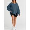 imageSHEWIN Womens Oversized Reverse Seam Sweatshirt Casual Long Sleeve Pullover Tops Lightweight Loose Crewneck SweatshirtsA Prussian Blue