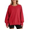 imageSHEWIN Womens Oversized Reverse Seam Sweatshirt Casual Long Sleeve Pullover Tops Lightweight Loose Crewneck SweatshirtsA Red