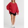 imageSHEWIN Womens Oversized Reverse Seam Sweatshirt Casual Long Sleeve Pullover Tops Lightweight Loose Crewneck SweatshirtsA Red
