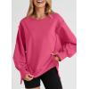 imageSHEWIN Womens Oversized Reverse Seam Sweatshirt Casual Long Sleeve Pullover Tops Lightweight Loose Crewneck SweatshirtsA Rose