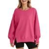 imageSHEWIN Womens Oversized Reverse Seam Sweatshirt Casual Long Sleeve Pullover Tops Lightweight Loose Crewneck SweatshirtsA Rose
