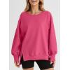imageSHEWIN Womens Oversized Reverse Seam Sweatshirt Casual Long Sleeve Pullover Tops Lightweight Loose Crewneck SweatshirtsA Rose
