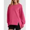 imageSHEWIN Womens Oversized Reverse Seam Sweatshirt Casual Long Sleeve Pullover Tops Lightweight Loose Crewneck SweatshirtsA Rose