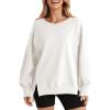 imageSHEWIN Womens Oversized Reverse Seam Sweatshirt Casual Long Sleeve Pullover Tops Lightweight Loose Crewneck SweatshirtsA White